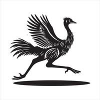 Flightless Greater Rhea Bird Artwork in Silhouette vector