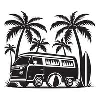 Minimalist Retro Camper Van Graphic Design vector