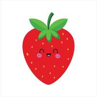 Kawaii Strawberry Face Design with a Playful Expression vector