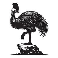 Cassowary Bird Outline Design for Print vector