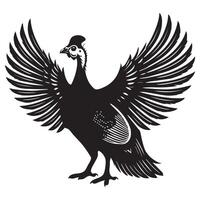 Kawaii Numida Meleagris Bird in Silhouette Form vector