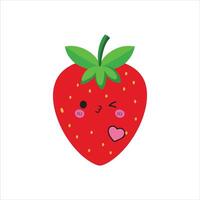 Kawaii Strawberry Face Isolated Design in Soft Color vector