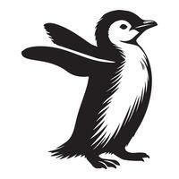 Cute Little Penguin Illustration with Little Penguin Bird Design vector