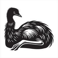 Emu Bird Silhouette Art with Playful Touch vector
