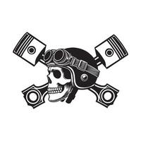 Skull with Helmet and Crossed Pistons The Ultimate Biker Emblem vector