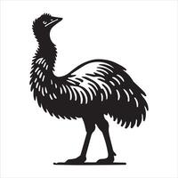 Emu Bird Silhouette Design in Kawaii Style vector