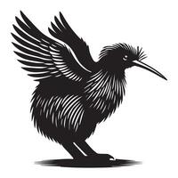 Flightless Kiwi Bird Silhouette with Cute Apteryx Vibe vector