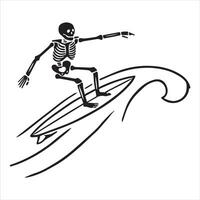 Print Wave Rider Skeleton Design vector
