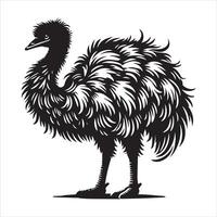 Simple Emu Flightless Bird Design in Silhouette vector