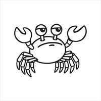 Cute and Funny Crab Face Outline Drawing vector