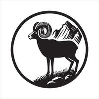 Bold Bighorn Sheep Silhouette in High Contrast with Negative Space vector