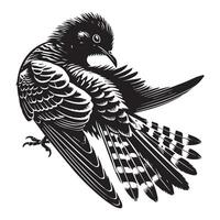 Cute Common Cuckoo Illustration with Bird Silhouette Design vector