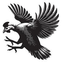 Charming Numida Meleagris Bird Design in Simple Silhouette vector