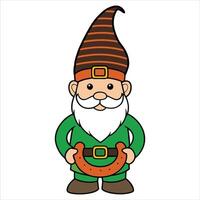 Gnome with Shamrock and Leprechaun vector