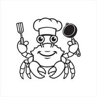 Cute Crab Face Outline Design for Illustrations vector