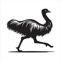 Emu Bird in Flightless Silhouette Art Form vector