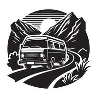 Retro Camper Van Graphics for Print Projects vector