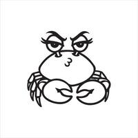 Funny Crab Expression Outline Illustration for Kids vector