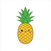 Playful Pineapple Design Featuring Kawaii Face Expression vector