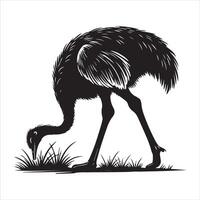 Graceful Greater Rhea Bird Design in Silhouette Form vector