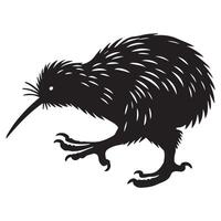 Kawaii Kiwi Flightless Bird Silhouette Design vector