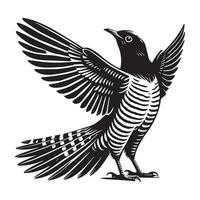 Cute Common Cuckoo Bird Illustration with Silhouette Art Design vector