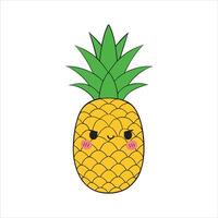 Cute Pineapple Design with Kawaii Face and Colorful Vibes vector