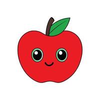 Kawaii Red Apple Face Design for Creative Projects vector