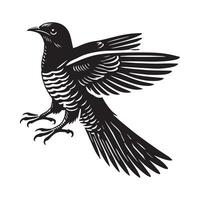 Common Cuckoo Bird Silhouette Design with Cute Cuckoo Illustration vector