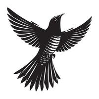 Common Cuckoo Illustration with Silhouette Bird Art Design vector