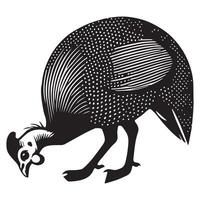 Silhouette Design of Helmeted Guineafowl Bird in Cute Style vector