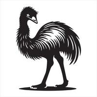 Emu Flightless Bird Silhouette with Cute Details vector