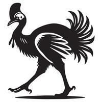 Silhouette of Casuarius Flightless Bird vector