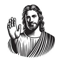Majestic Jesus Christ Profile and Face Clip Art Design vector