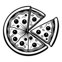 Black and White Pizza Slice Clipart Design vector