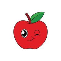 Kawaii Red Apple Face Design for Custom Merchandise vector