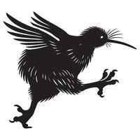 Simple Apteryx Bird Silhouette Design with Kiwi Charm vector
