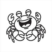 Sweet and Funny Crab Face Outline Drawing vector