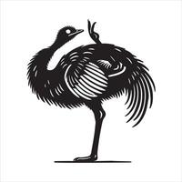 Greater Rhea Flightless Bird Silhouette Drawing vector