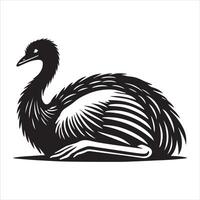 Greater Rhea Silhouette Featuring Majestic Flightless Wings vector