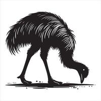 Elegant Emu Flightless Bird in Simple Silhouette vector