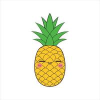 Kawaii Pineapple with Cheerful Face and Fun Design vector