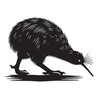 Charming Kiwi Flightless Bird Silhouette Artwork vector