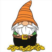 Lucky Irish Gnome with Clover in Hand vector