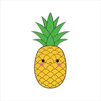 Kawaii Pineapple Character with a Delightful Face vector
