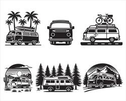 Retro Camper Van Design for Scrapbooking Projects vector