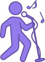 Colored Singing Icon. Illustration. Man Singing Song. Microphone, Singer, and Musical Notes. Music Concept vector