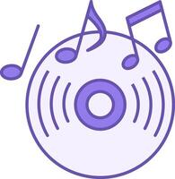Colored Compact Disk Icon. Illustration. Computer Disk Playing Music. Musical Notes. Music Concept vector