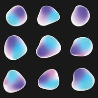 Organic liquid gradient shapes set on black background. design vector