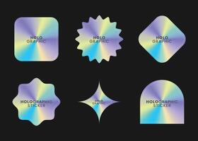 Hologram stickers or labels with colorful holographic color. Badge official seal. vector